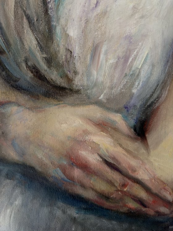 Girl with a red bow. After.