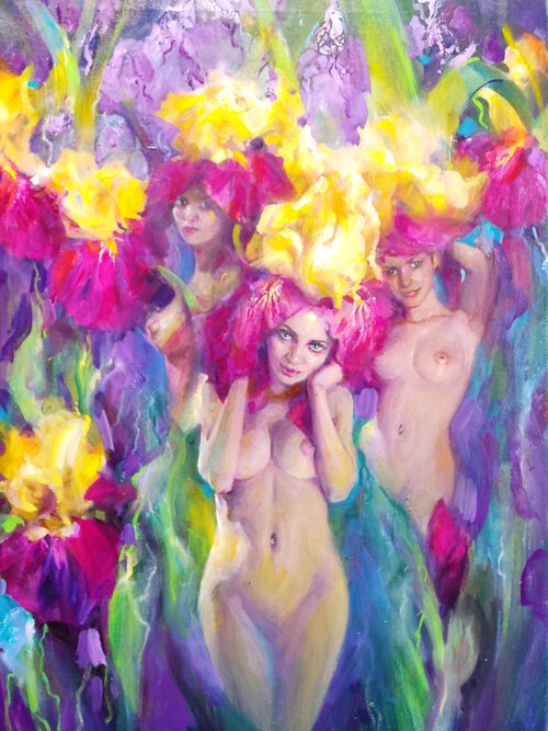 Three Nymphs (Flower- Women) by HELINDA (Olga Müller)