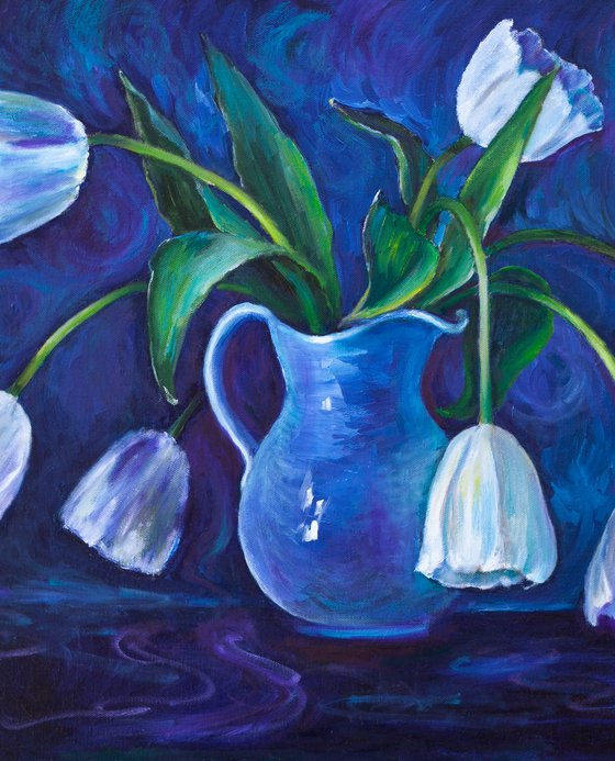 White Tulips In A Jug