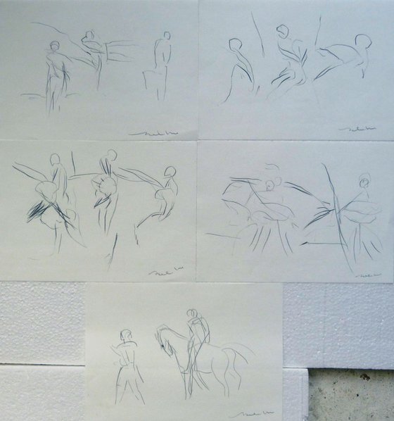 Five dynamic sketches, 21x29 cm - affordable & AF exclusive !
