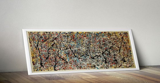 Abstract expressionism JACKSON POLLOCK style enamel on paper