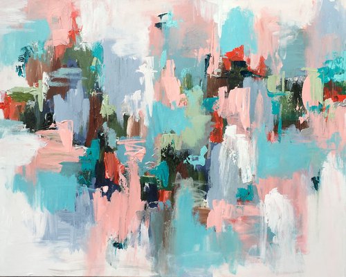 Abstract in Acrylic 'city heat' 24"x30" by Emma Bell
