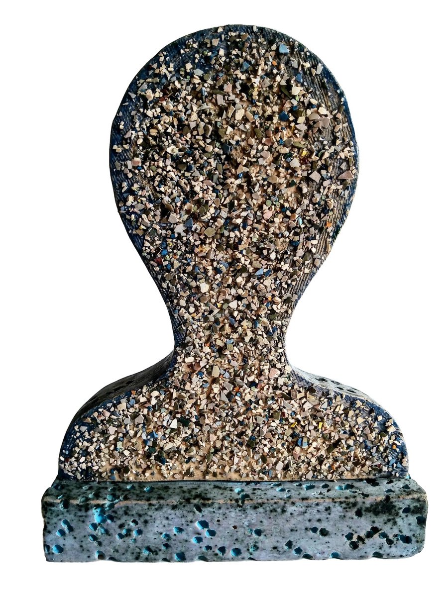 Graphic Portrait Clay Sculpture By Rossitza Trendafilova, 6 X 8", "Double-Sided Silhouette", Original Artwork