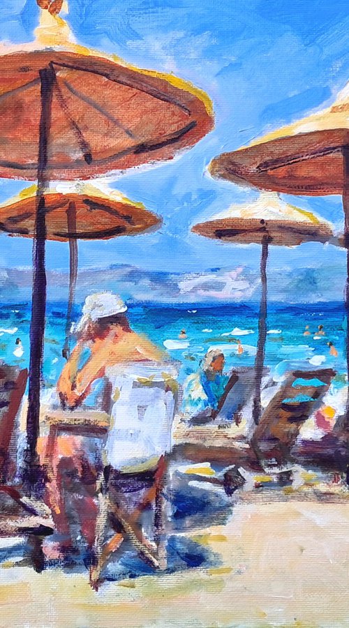 Beach crowd by Dimitris Voyiazoglou