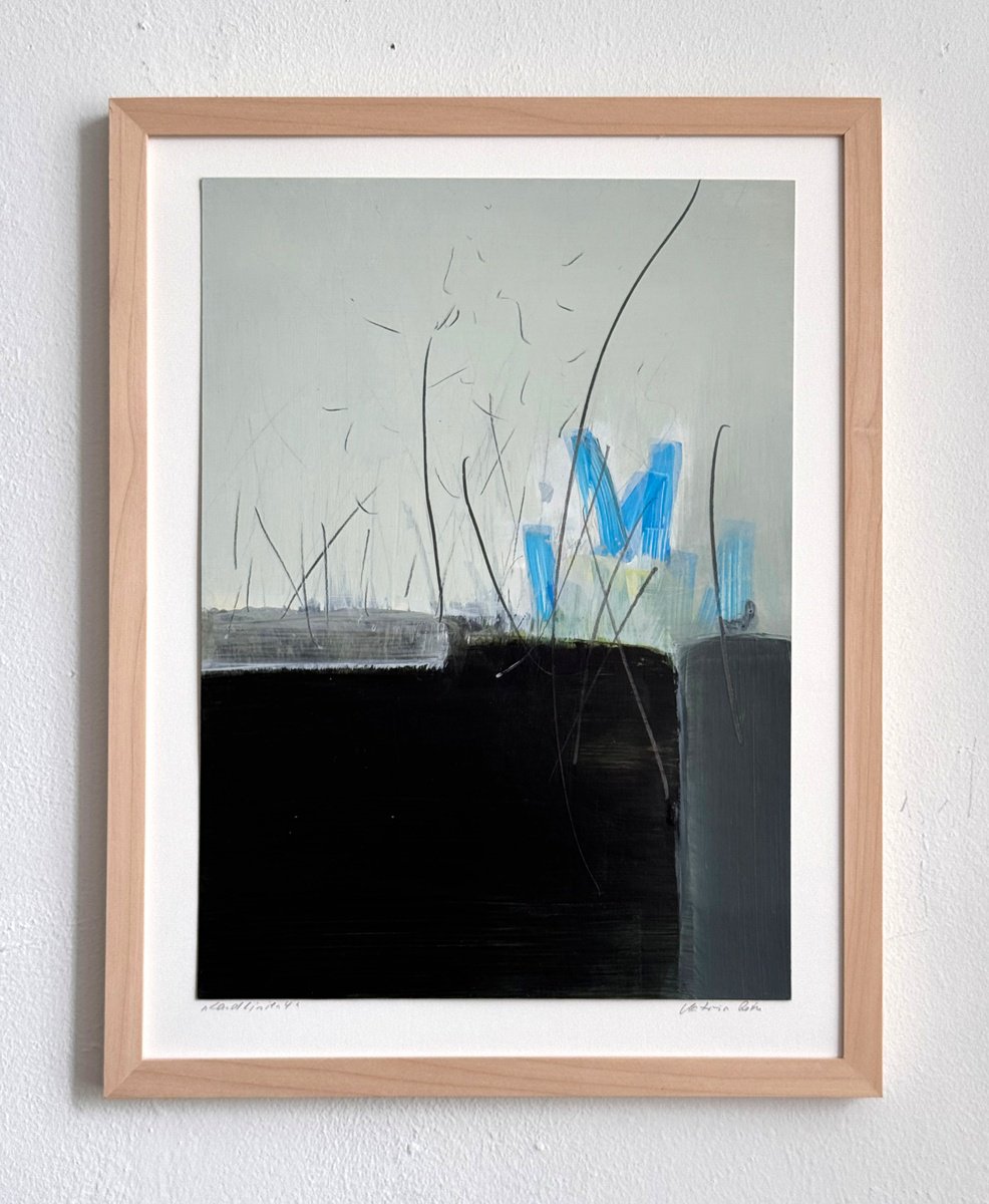 Organic Landscape Acrylic Painting By Katrin Roth, 13 X 17", Landlinien 4, Original Artwork