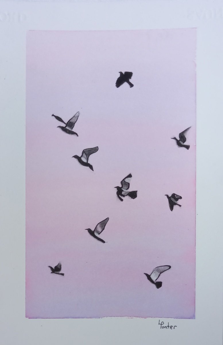 Animal Drawing By Lisa Punter, 7 X 11", Flight 2, Original Artwork