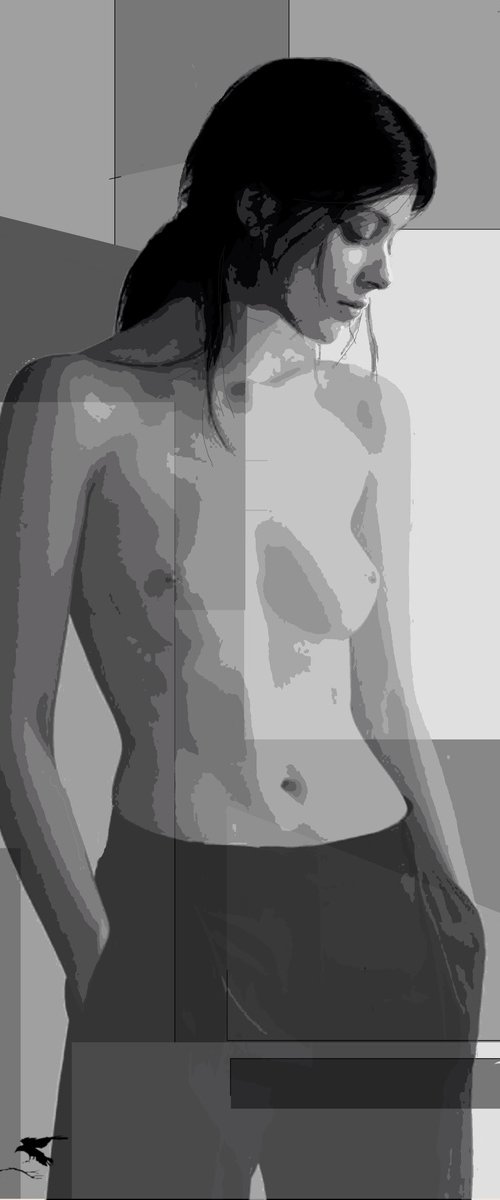 NUDE IN BLACK AND GREY 4   33"X49.5" by Joe McHarg