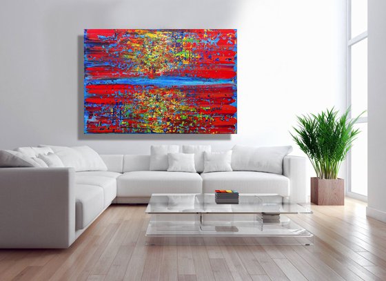 Don't Stop Believing  - XL LARGE,  ABSTRACT ART – EXPRESSIONS OF ENERGY AND LIGHT. READY TO HANG!