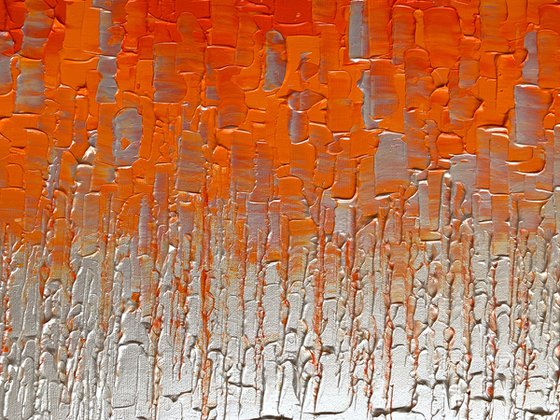 Cascade of Orange - LARGE,  TEXTURED, PALETTE KNIFE ABSTRACT ART – EXPRESSIONS OF ENERGY AND LIGHT. READY TO HANG!