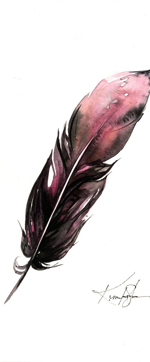 Watercolor Feather 1 by Kathy Morton Stanion