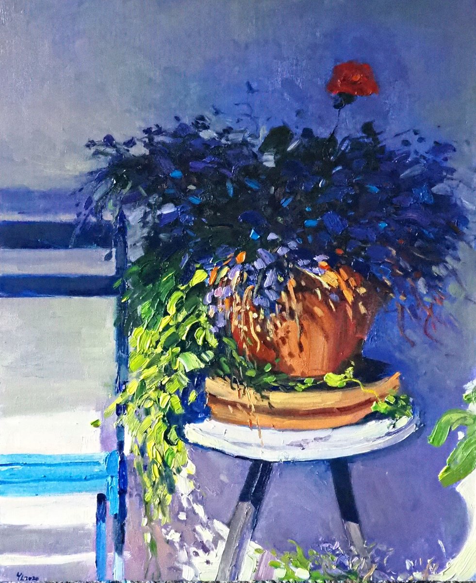 Impressionistic Botanical Oil Painting By Yuanyuan Liu, 20 X 24", Summer Flowers, Original Artwork