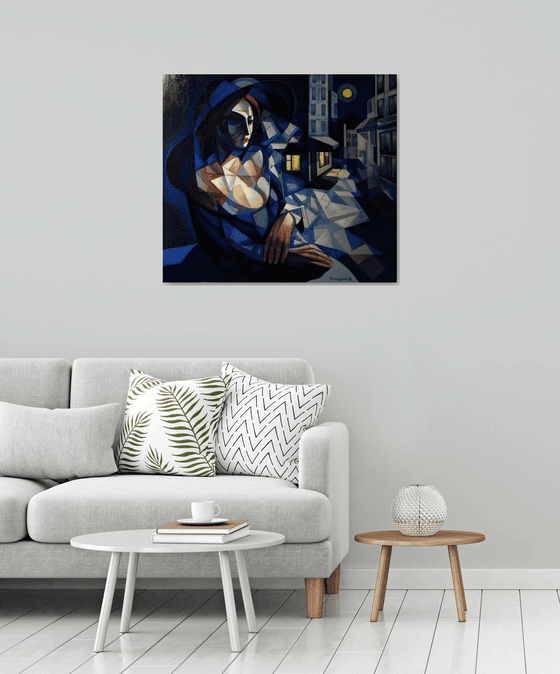 Night(90x80cm,  oil painting, ready to hang)
