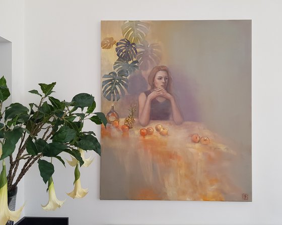 Thoughtful Portrait with Still Life