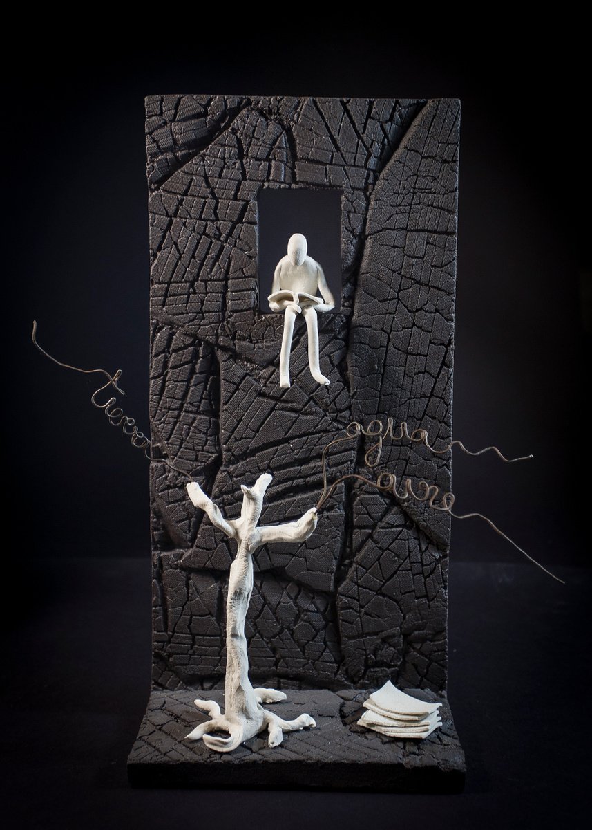 Expressive Portrait Clay Sculpture By Inaki San, 8 X 18, Elementary, Original Artwork