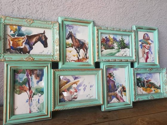 GIFT IDEA/ Cowboy Mini Paintings