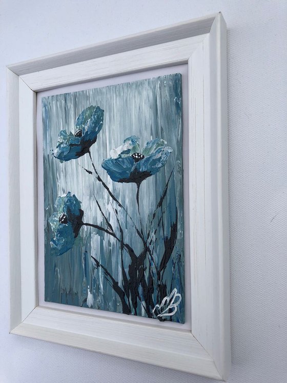 Blue Poppies in a frame Nr1