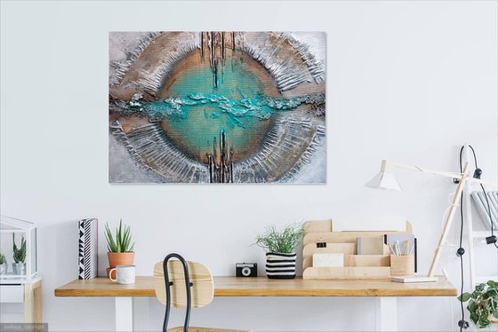 BEGINNING  7819 3D textured abstract painting on canvas