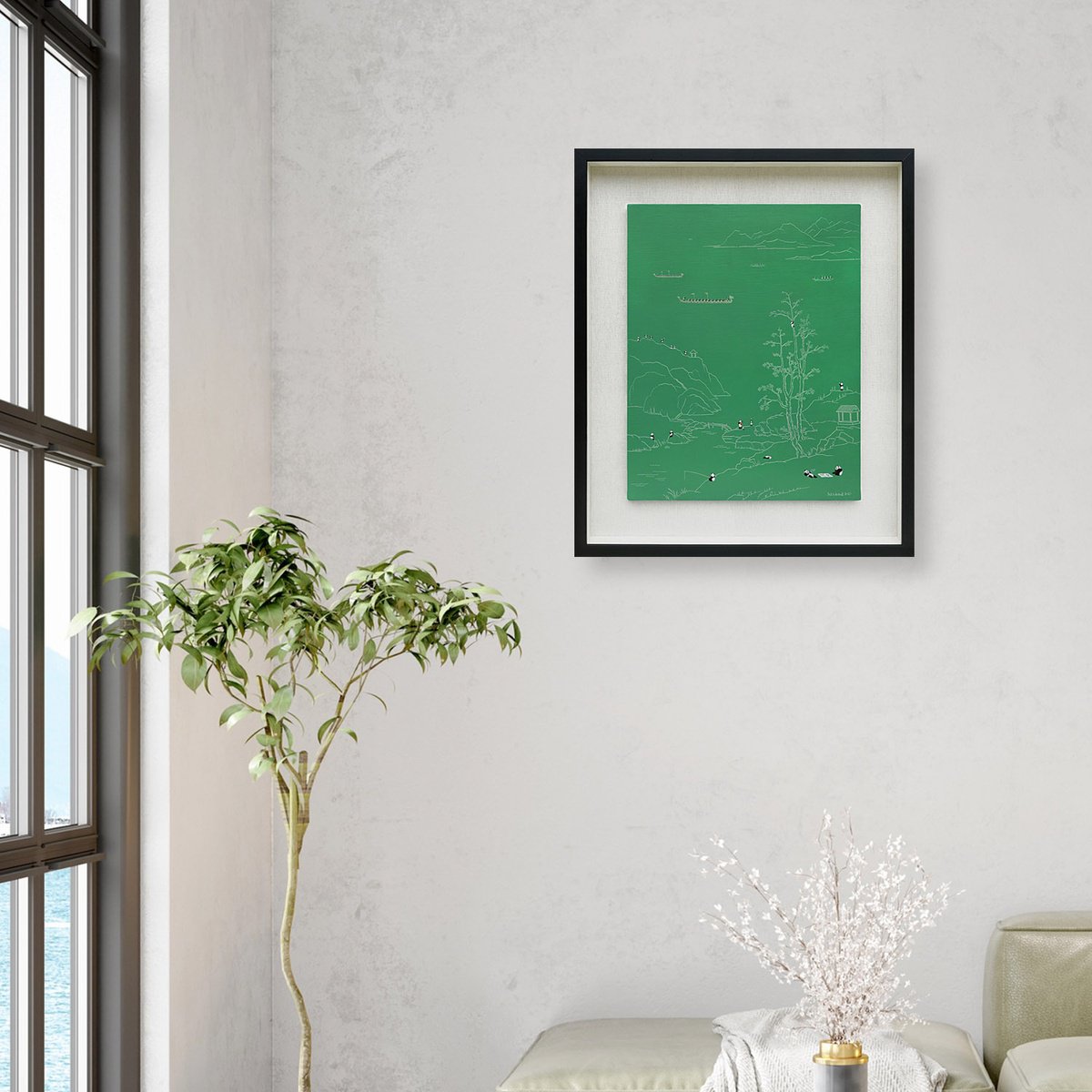 Surrealistic Landscape Oil Painting By Yuan Hua Jia, 24 X 28", Dragon Boat Festival ( Ori ), Original Artwork