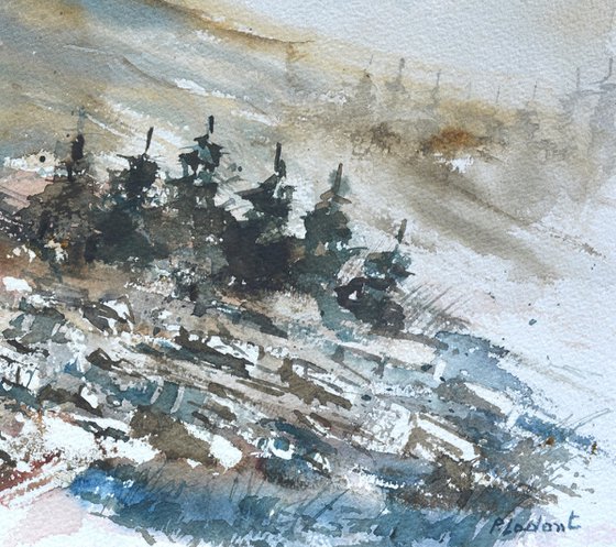Winter in the mountains   watercolour