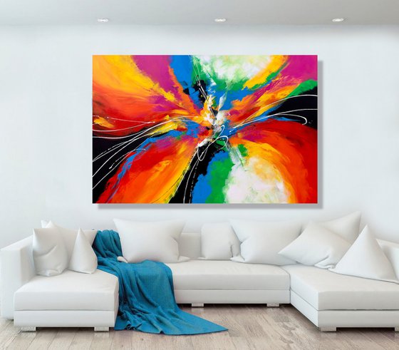 Together We Fly - XL LARGE,  MODERN ABSTRACT ART – EXPRESSIONS OF ENERGY AND LIGHT. READY TO HANG!