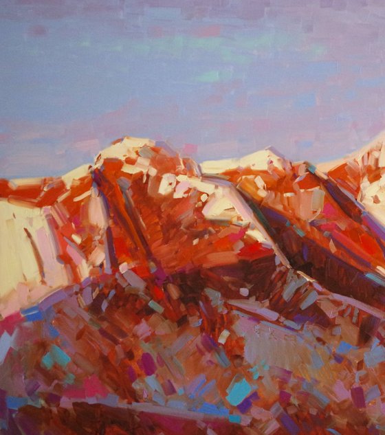 Landscape Everest and Lhotse -Nepal Alps Original oil painting One of a kind Signed with Certificate of Authenticity