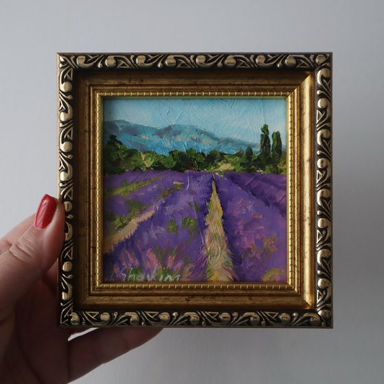 Mountain and Lavender Field