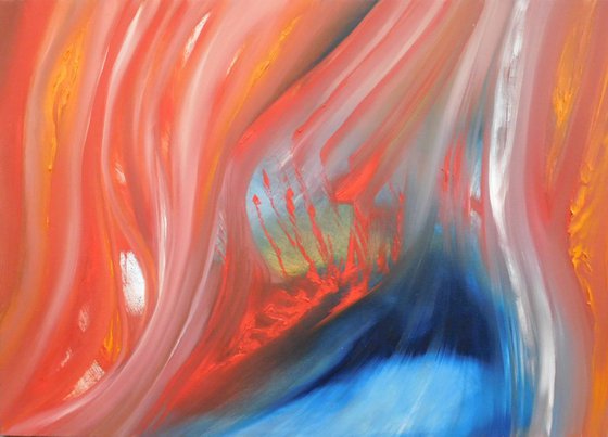 Flares up - 70x50 cm,  Original abstract painting, oil on canvas