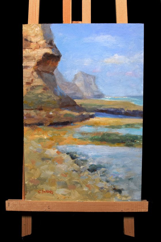 Impressionist cliffs and ocean oil painting
