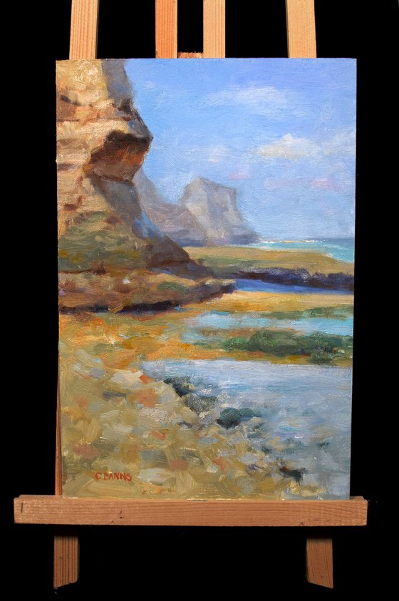 Impressionist cliffs and ocean oil painting Charente-Maritime Coast