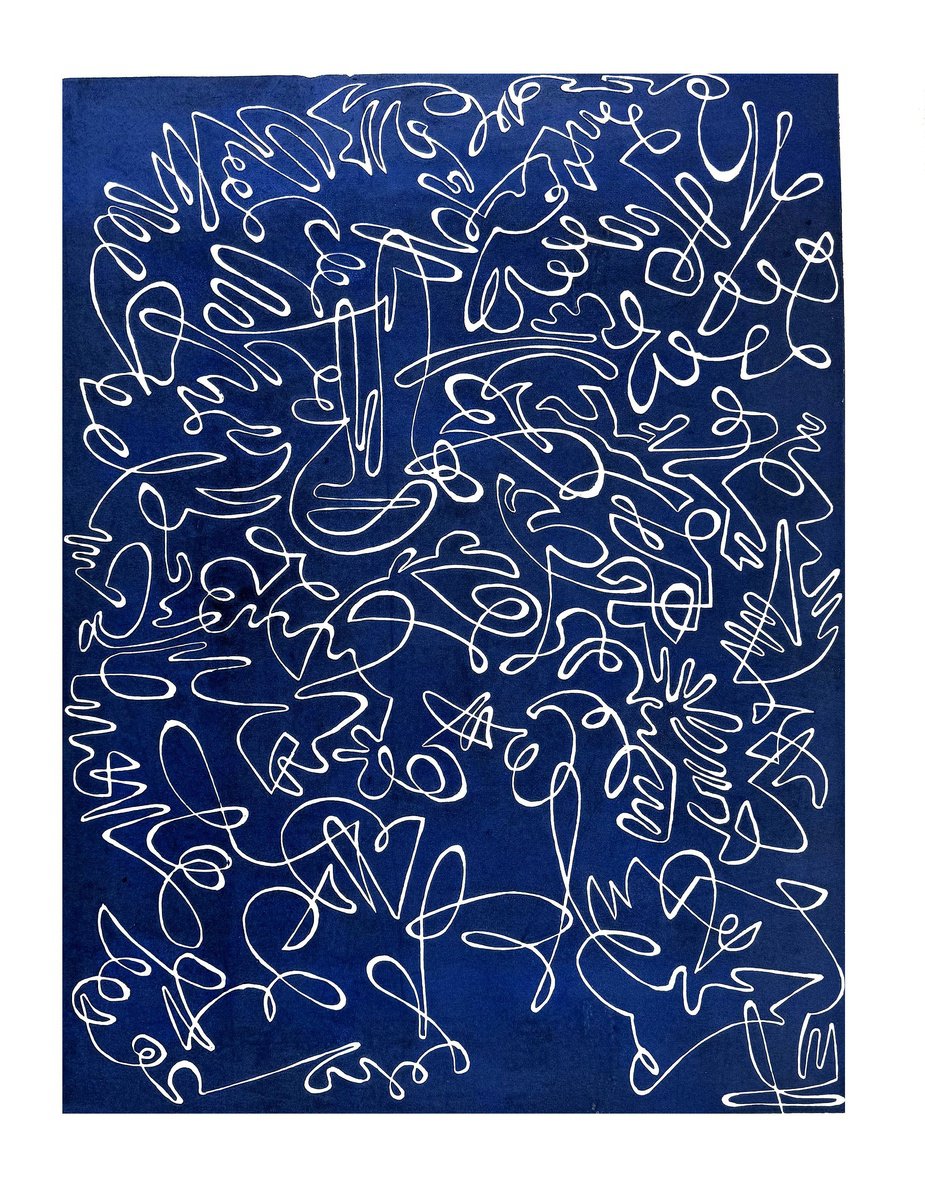 Expressive Abstract Linocut By Laurel Macdonald, 20 X 26", Line Dancing, Original Artwork