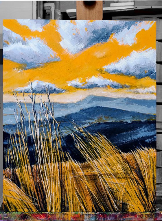 Gray and Yellow Mountainscape