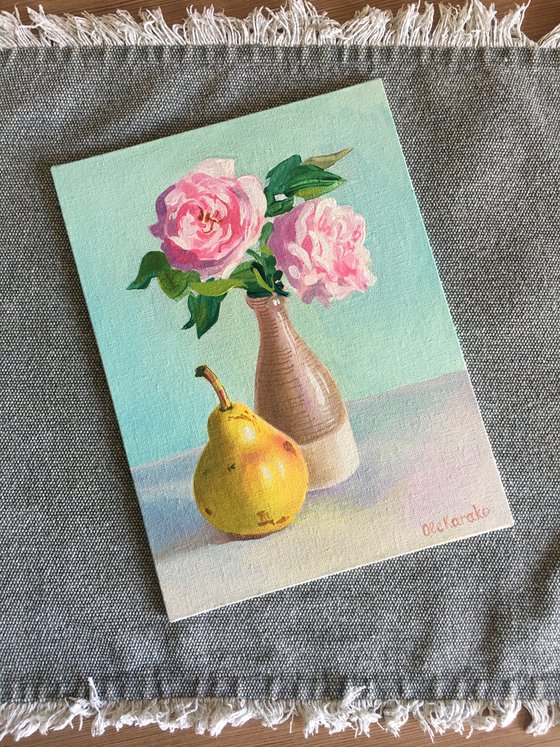 Pear and roses