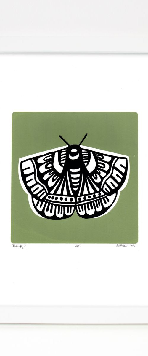 Butterfly in Sage Green - Framed - FREE UK Delivery by Lu West