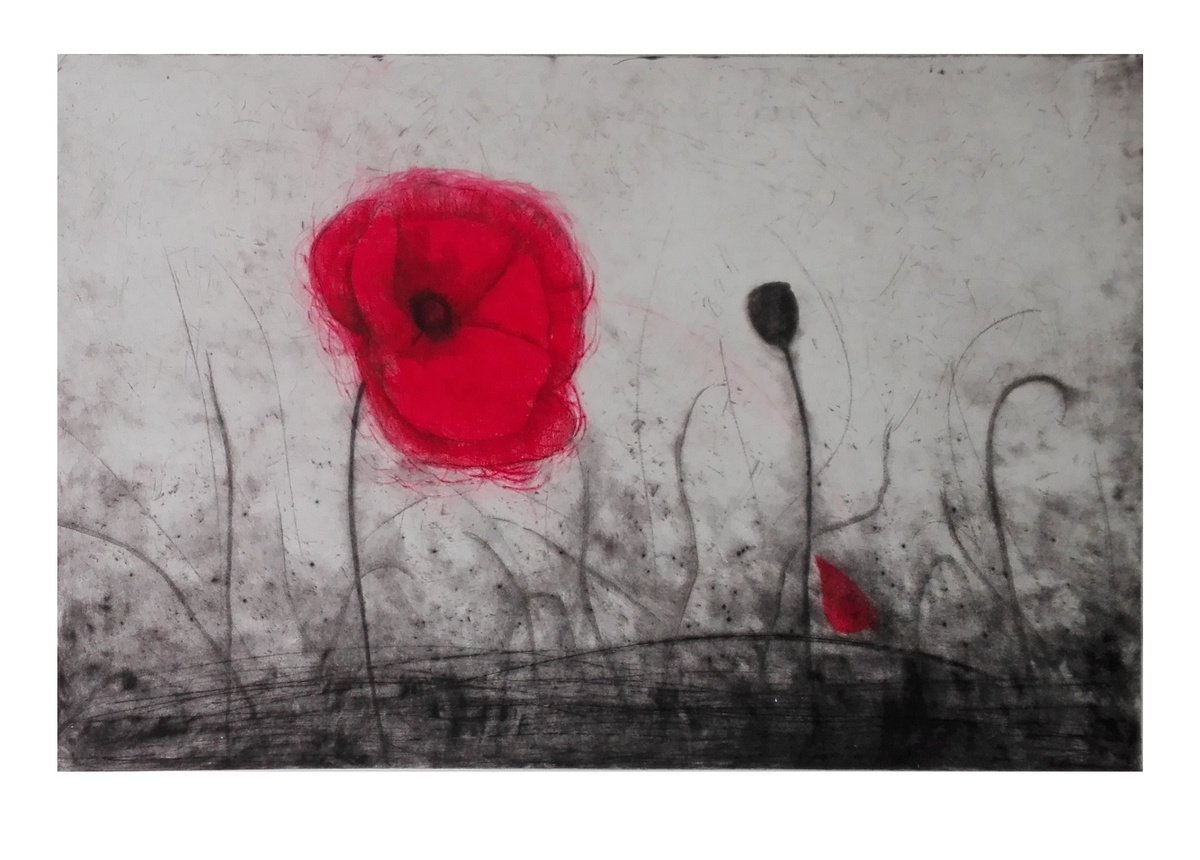 Impressionistic Botanical Etchings & Engravings By Kristina Vatova, 39 X 28", "Getting Away With Love Iii", Original Artwork