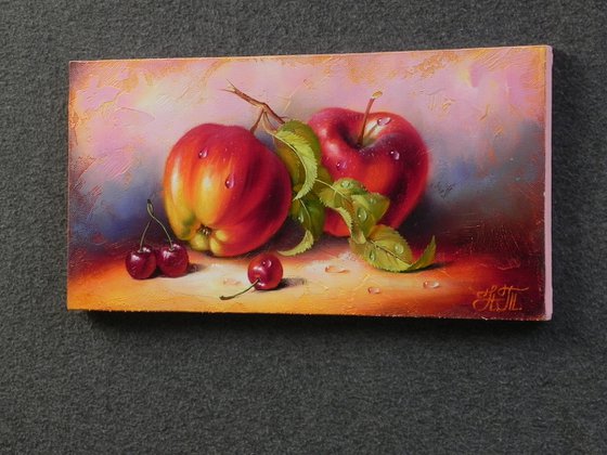 "Fruits" Original still life Oil Small bright kitchen decor 2022