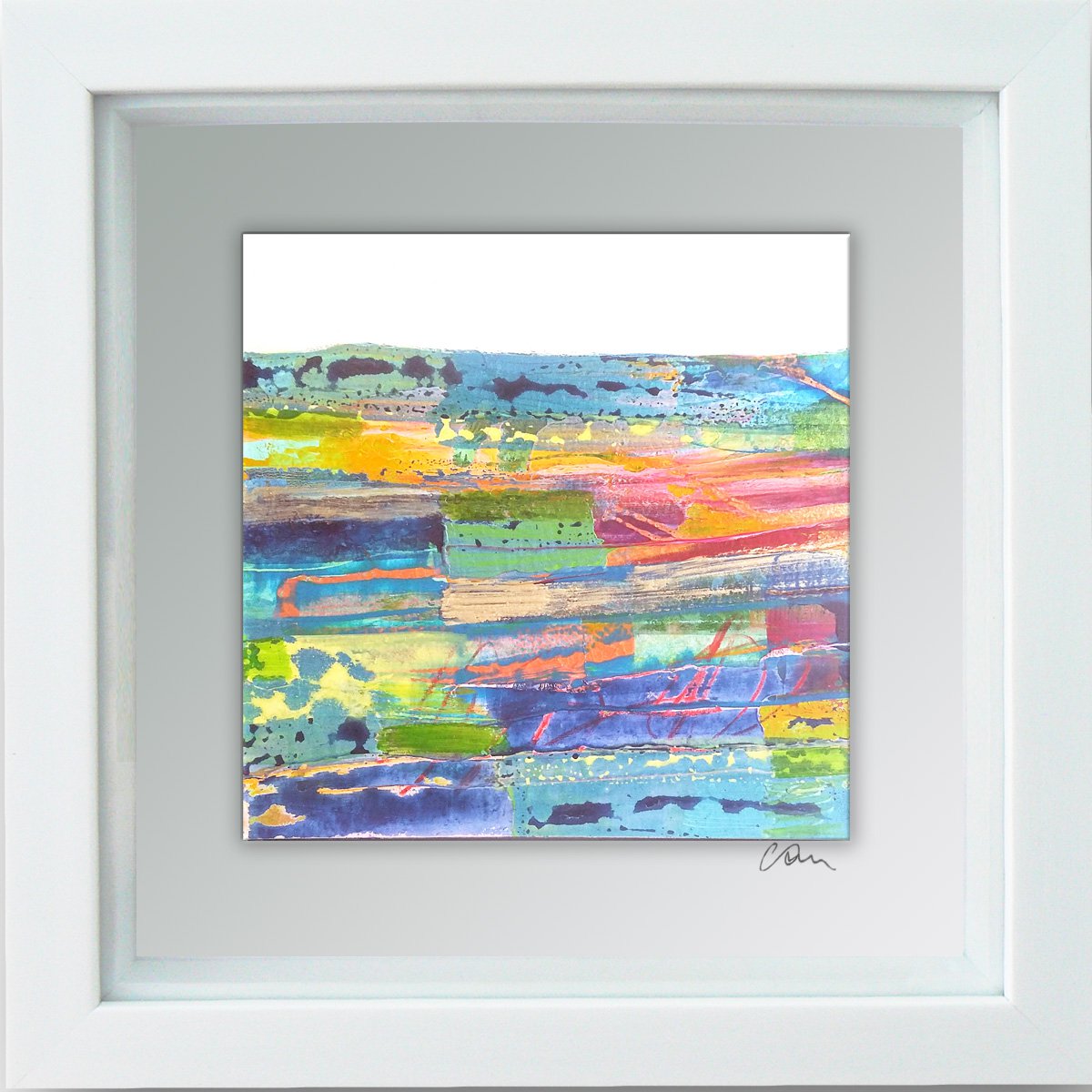Framed ready to hang original abstract - patchwork landscape #2 by Carolynne Coulson