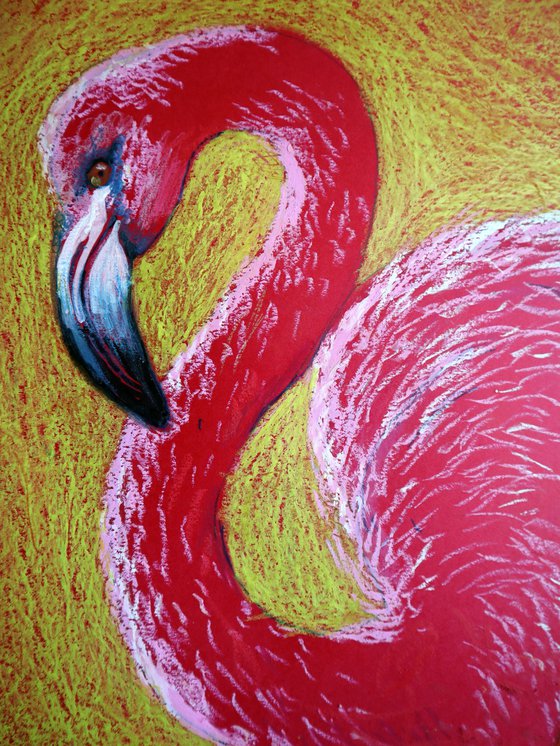 Flamingo on Gold -Blazing Gradient