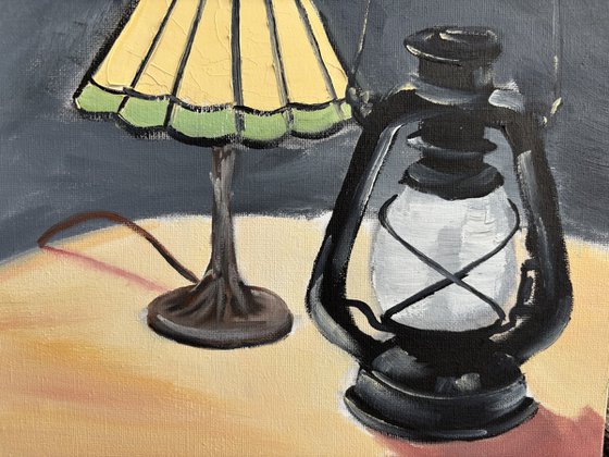 Two lamps, still life