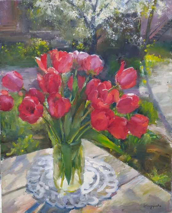 Tulips on a table