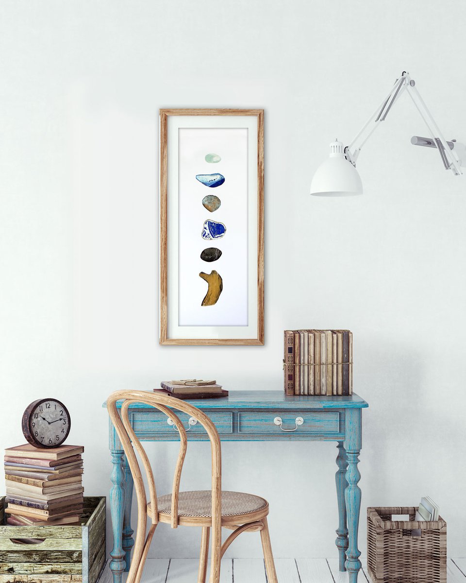 Impressionistic Still Life Linocut By Carolynne Coulson, 8 X 23, Beachcombing, Original Artwork