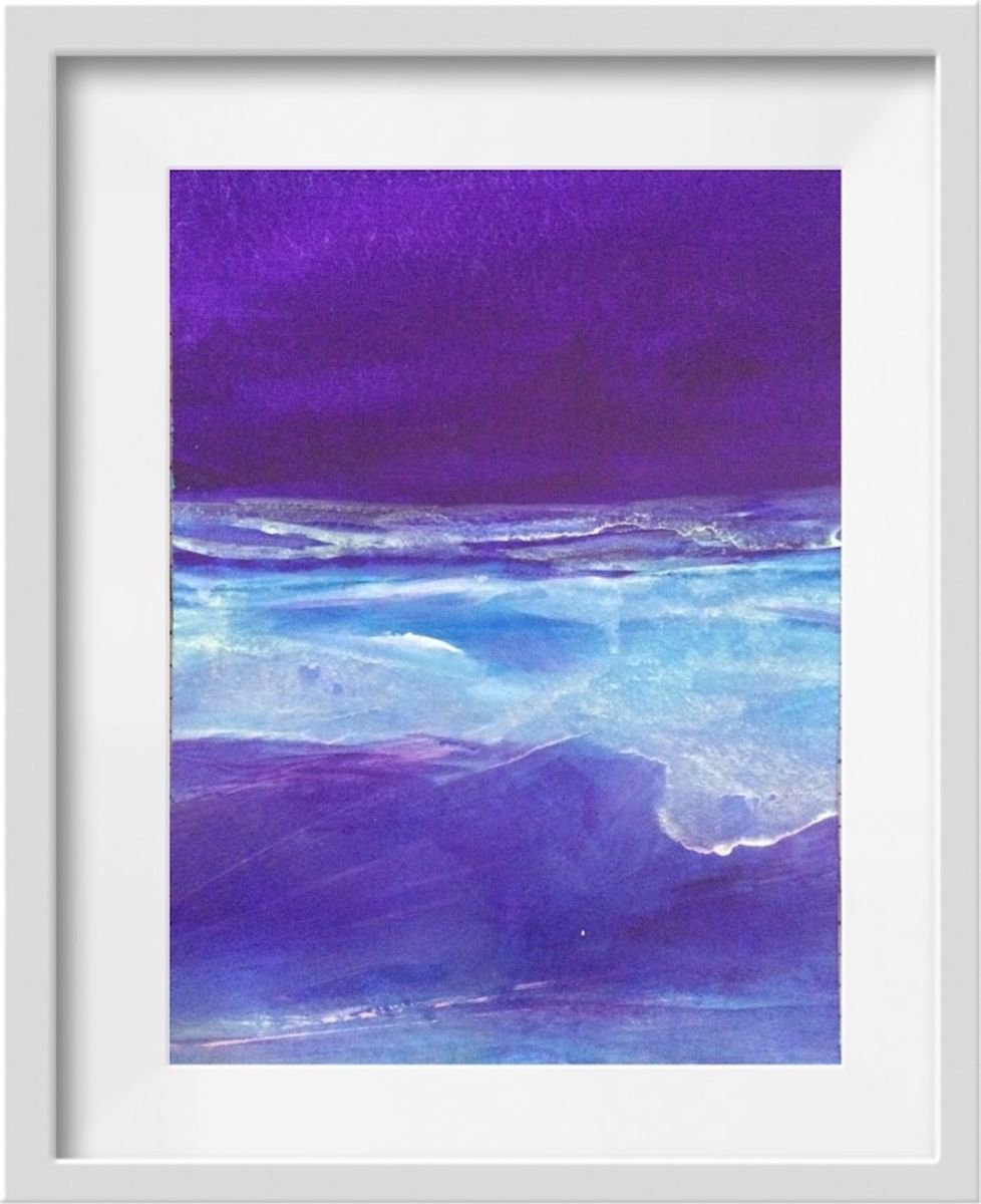 Abstract Painting By Gesa Reuter, 8 X 11, Shimmering Sea, Original Artwork