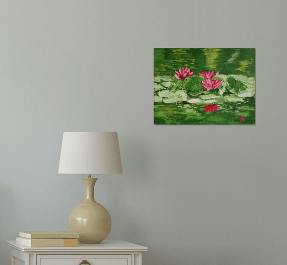 WATER LILIES, IV / ORIGINAL OIL PAINTING