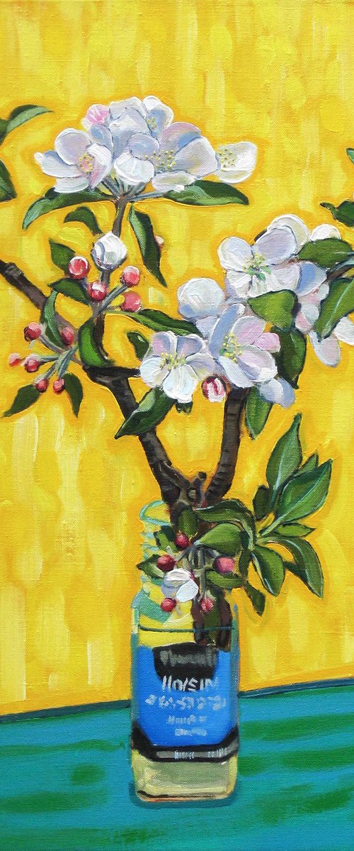 Apple Blossom against a Yellow Background by Richard Gibson