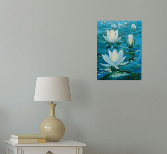 White waterlilies