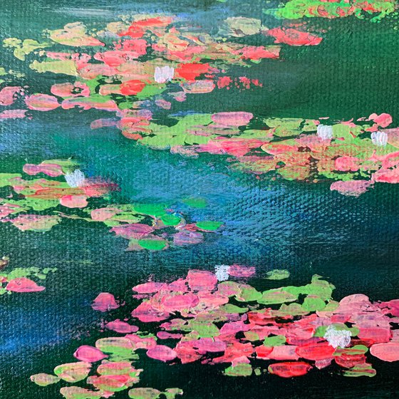 Mystery water lily pond ! Miniature painting