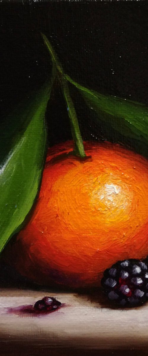 Clementine with berries still life by Jane Palmer Art