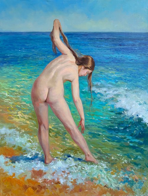 Nude on the beach by Eduard Panov