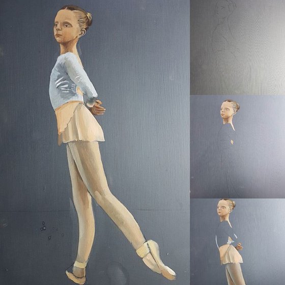 Young Dancer Painting, Ballerina, Dance, Framed and Ready to Hang, Ballet Painting by Alex Jabore