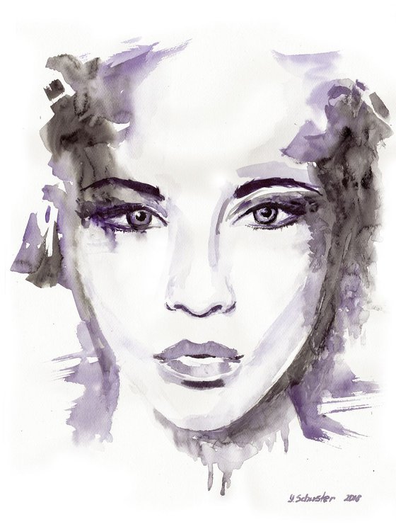 Abstract Watercolour women's portraits series. Bianca