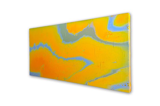 "Staring At The Sun" - FREE USA SHIPPING - Original Abstract PMS Fluid Acrylic Painting - 36 x 18 inches